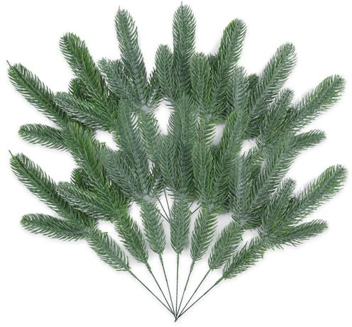 Lorigun 24 Pcs Ramas Pino Artificiales, Ramas Navidad de imitación para Manualidades, Agujas de Pino Artificiales DIY Guirnalda Árbol de Navidad Relleno Decoraciones Ramas de Navidad de imitación