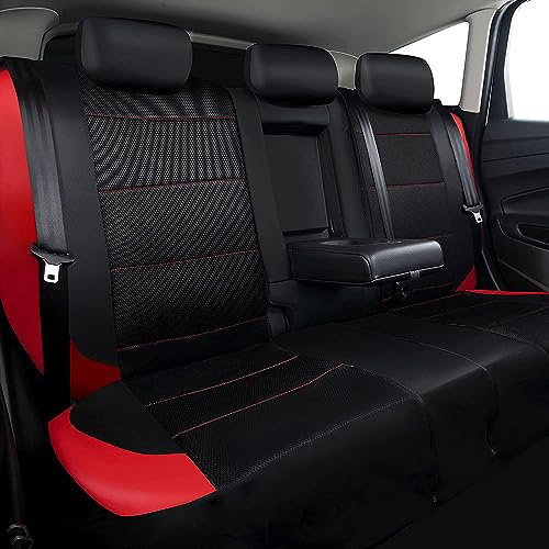 FOXZY 9Pcs Auto Sitzbezüge Sets für VW T-ROC SUV/R-Line (A11) 2017 2018 2019 2020-2023, wasserdichte Autositzschoner Reißfest Leicht Zu Reinigen Schutz Lederausstattung,D Red