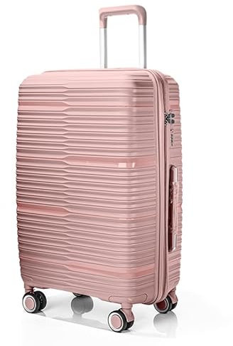 DTP-SOFT Koffer Trolley Polypropylen Reisekoffer Combination Lock TSA S/M/L/XL/Sets Exklusive 5 Farben NEU (ROSA, L)