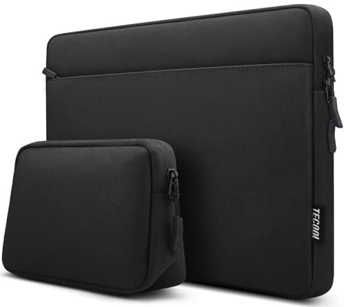 TECOOL 14 Zoll Laptoptasche Hülle für 14 Zoll Acer Asus Dell Lenovo Thinkpad Ideapad HP Notebook Chromebook, Tasche MacBook Air 15 M2 M3 Wasserdicht Laptophülle mit Zubehörtasche, Schwarz