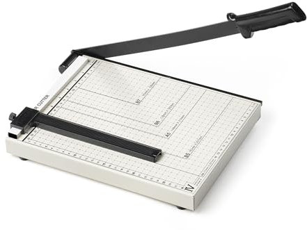 Hebelschneider A4 kompakt, Papierschneider aus Metall, Schneidemaschine für Foto, Papier, bis zu 10 Blatt in 80gr/m² und 12 Blatt 70gr/m² Guillotine Papierschneider