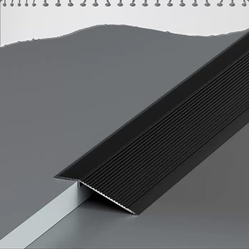 KGAILL Bodenübergangsstreifen Aluminium Höhenausgleich 10-40mm Übergangsleiste Rutschfester, Bodenprofil Alu Silber Bodenbelag-Deckleisten (Color : Black, Size : 90cm/3ft)