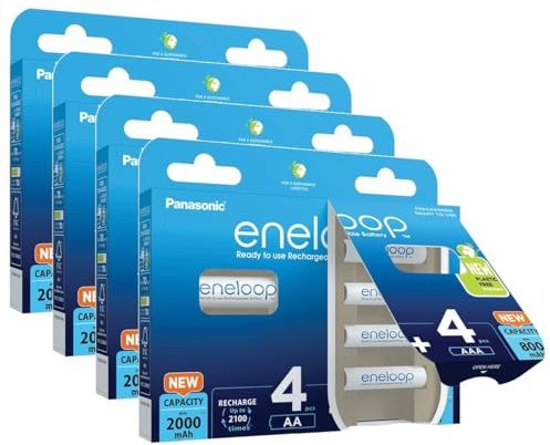 Eneloop Combipack - Lote de 4 pilas recargables (4 pilas AA (2000 mAh) + 4 x AAA (800 mAh)