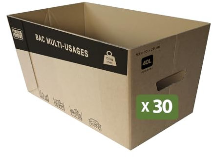 Pack and Move – Set mit 30 Kartons – 53 x 30 x 26 cm – Transport, Umzug, Lagerung