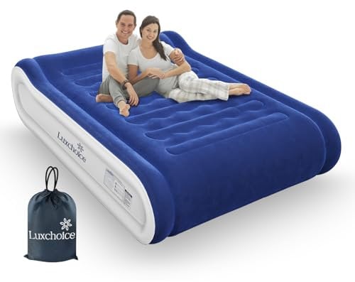 Luxchoice Luftbett Selbstaufblasend Luftmatratze mit Eingebautem Kopfkissen und Integrierter Elektrischer Pumpe Tragbar Gästebett Aufblasbare Matratze 2 Person für Camping Reisen Innenbereich Air Bed