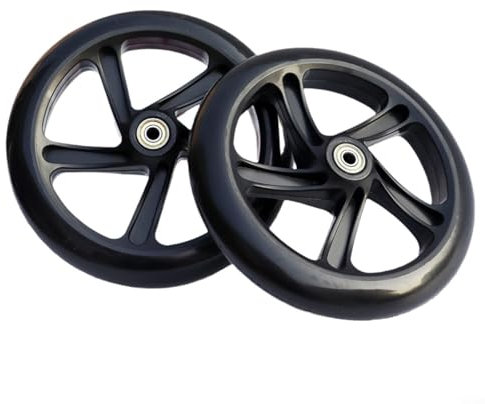 Ersatz-Räder für Roller, Rollschuhe, Trolleys, Einkaufswagen, Möbel, Rollstühle - Leise PU-Räder für Universelle Elektro-Scooter (145 x 30 mm, Schwarz), 2 Stück