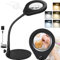 Beyamz LED-Lupenleuchte mit Ständer, LED-Tischleuchte mit Lupe, Lupenlicht - 105 mm 5-fache Lupe, 5-farbig dimmbare Ringlichter, zum Basteln, Lesen und als Schreibtischbeleuchtung (Schwarz)