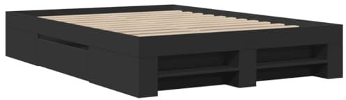 vidaXL Bettgestell, Bettrahmen mit Lattenrost, Schlafzimmerbett Bett mit Stauraum, Doppelbett für Schlafzimmer, Schwarz 140x190cm Holzwerkstoff