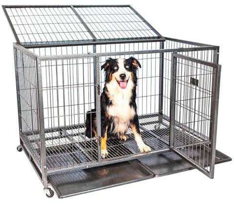 PAITSY Hundetransportbox klappbar MouvedyXL, 123 x 79 x 84  cm, Hunde-Box für innen & außen, 2 Türen, herausziehbares Tablett, 360° Räder