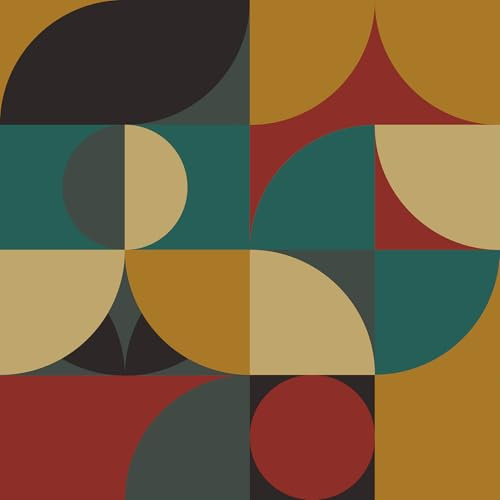 CRE8TIVE Abstract Geometric Wallpaper Colorful Self Adhesive Wallpaper for Bedroom Bathroom 30.5cmx300cm Vintage Vinyl Wrap for Furniture Waterproof Mid Century Retro Contact Paper for Cabinet Drawer