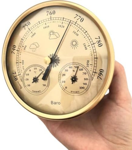 Besttoolifes 3-in-1 Wetterstation Thermometer, analoges Barometer mit Thermometer, Hygrometer, Hygrometer und Barometer All-in-One-Wettermonitor für Zuhause drinnen und draußen
