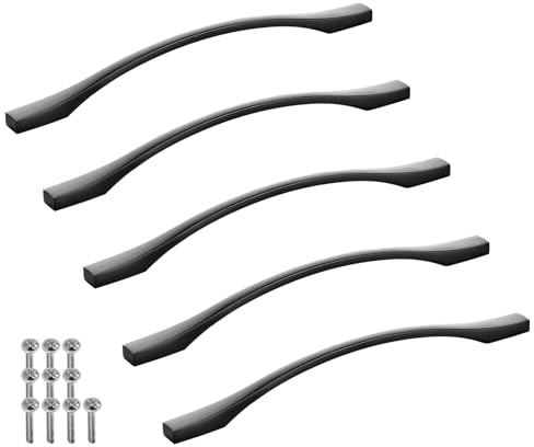 SOTECH 5 Stück Alu Möbelgriffe BLACKLINE XV BA 224 mm schwarz matt | (Länge 260 mm, Breite 13,5 mm, Höhe 28 mm) Design Schranktürgriff