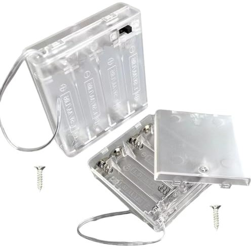 AIMPGSTL 4PCS 4AA Battery Holder and Screws, 4 AA Battery Holder with Switch,