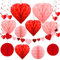 Valentinstag Deko, 17PCS Valentinstag Dekoration, Heiratsantrag Deko, Verlobung Deko, Romantische deko, Rote Waben Hängende, Herz Deko, für Hochzeit Party Verwendet