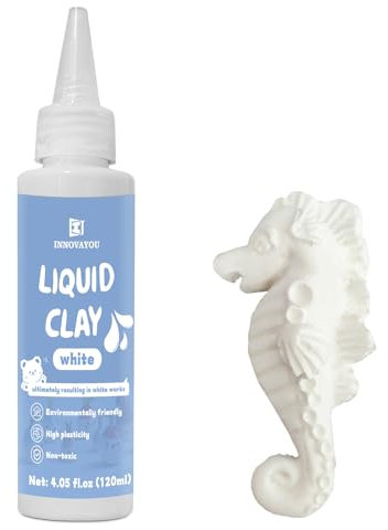 DINGSEN Liquid Polymer Clay 4oz, White Liquid Clay for Oven-Bake, for DIY Enthusiasts, Easy to shape & multi-mold compatible