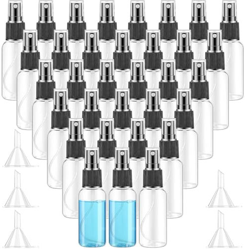 100 Pcs Small Plastic Spray Bottles Bulk, 30 ml Clear Empty Travel Bottle, Fine Mist Spray Bottles Containers with 5 Funnel, Mini Refillable Atomiser for Perfume Skin Toner Essential Oils