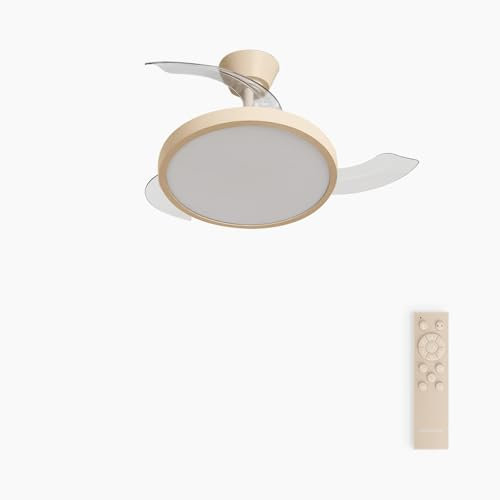 CREATE / WIND CLEAR STUDIO S/Ventilador de techo con luz arena con mando / 40W, Temporizador, Ø 91 cm, 6 velocidades, aspas retráctiles, 3 temperaturas de luz, función verano-invierno