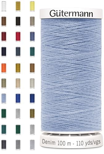 Nähmit - Gütermann DENIM 100-Meter Jeansgarn hochwertig und reißfestes Nähmaschinengarn + GRATIS FARBKARTE (A24-6140)