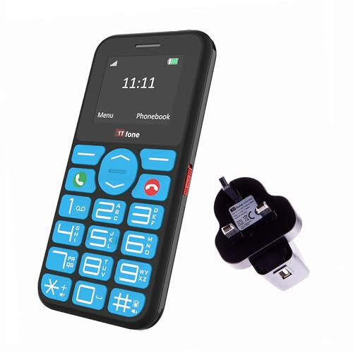 TTfone TT190 Big Button Basic Senior Unlocked Emergency Mobile Phone - Simple Cheapest Phone - Voda Sim with Mains Charger