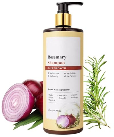 Onions Biotin And Rosemary Shampoo, Zwiebel Rosemarin Haarshampoo, Tiefenreinigung und Hydratisierung für alle Haartypen, Reisegröße, 500ml (1Pcs, 500ml)