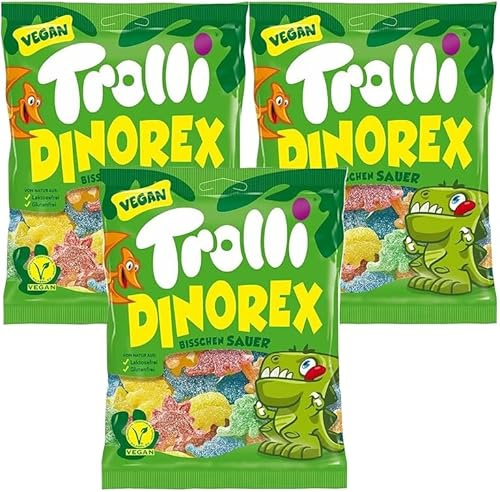 Dino Rex Fruchtgummi– 3 x 150g – Fruchtgummi Dinosaurier – Süßigkeiten Mix für Kinder & Erwachsene