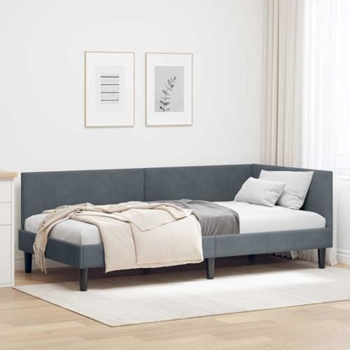 Amorsee Sofabett mit Lattenrosten, Polsterbett 80 x 200 cm, Bettsofa, Einzelbett, Schlafsofa, Gästebett, Tagesbett, Samt, ohne Matratze, Dunkelgrau