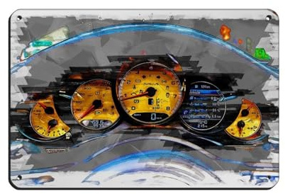 Luxus-Auto-Cockpit-Poster, Metall-Blechschild, schicke Kunst, Retro, Eisenmalerei, Bar, Menschen, Höhle, Café, Familie, Garage, Poster, Wanddekoration, 20 x 30 cm