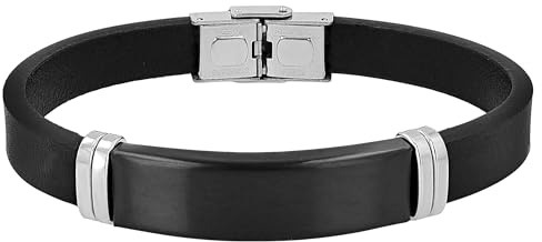 Akzent Armband Herren - Premium Armband Herren in Schwarz aus Leder, 100% Wasserfest & Hautverträglich