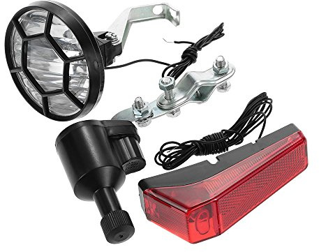Vroomoto Luces de Rueda de Bicicleta Luces Bicicleta Dinamo Rueda Juego Faro Delantero Luz Trasera Trasera Resistente a la Intemperie ABS 6V