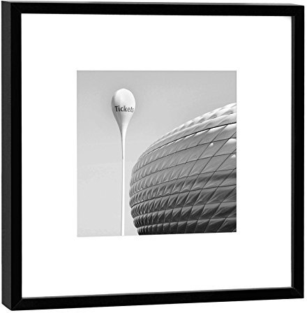 COGNOSCO Fotografie im Holzrahmen: Allianz-Arena München-Fotodruck-Format 27 x 27 cm-Rahmenfarbe Hochwertiges Wandbild, Geschenkidee oder Souvenir aus dem Freistaat Bayern, Holz, Schwarz-Weiß, Rahmen
