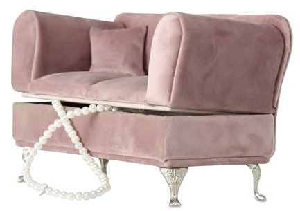 Schmuckbox, Schmuckkasten, Schmuckschatulle - Schmuckaufbewahrung Couch Altrosa, silberne Füße L23cm