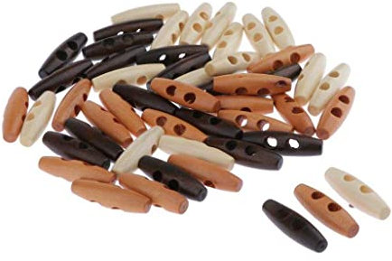 non-brand 50pcs Olivenform Nähknöpfe Oval groß Holz Mantelknöpfe, Gemischte Farbe