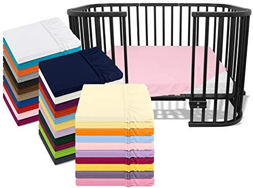 Emily´s Check Kinder Jersey Spannbetttuch für Lauf- und Krabbelgitter 1476.2098, 75 x 100 cm, zartrosa