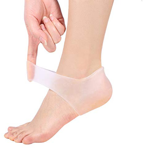 2PCS Silikon Fersenpolster Feuchtigkeitsspendende Socken Gel Heel Protect Socken Trockene, Rissige Fußmanschetten Schmerzlinderung Soft Cushion Support Gel Fersenschutz(Weiß)