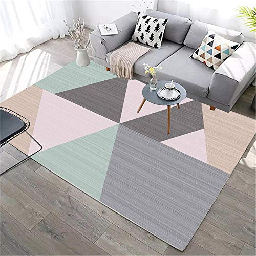 Vorleger Teppich Pink Teppich Rosa großes Dreieck Muster Wohnzimmer Teppich langlebig Teppich Kinderzimmer Rund 40X60CM Spiel Teppich 1ft 3.7''X1ft 11.6''