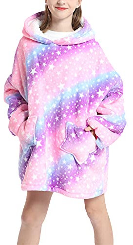 Übergroße Hoodie Decke,Flanell Sweatshirt Decke,Kuscheldecke mit ärmel,Kuschelpullover Für Kinder Junge Mädchen