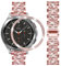 DEALELE Cinturino Compatibile con Samsung Galaxy Watch 4 Classic 42mm / Galaxy Watch 42mm / Gear Sport, Bracciale di Ricambio in Metallo Strass Diamante 20mm con Anello Lunetta Copertura, Rosa