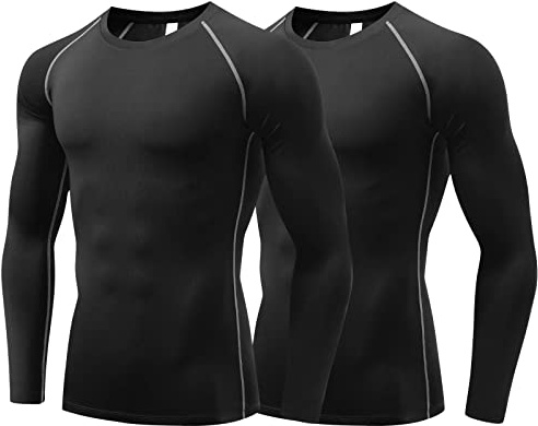 Sillictor Mens Compression Base Layer Top Quick Dry Long Sleeve Running Top Mens UPF 50+ Sports Underlayer for Ski Golf Cycling Hiking Football,Breathable Moisture Wicking Muscle Support