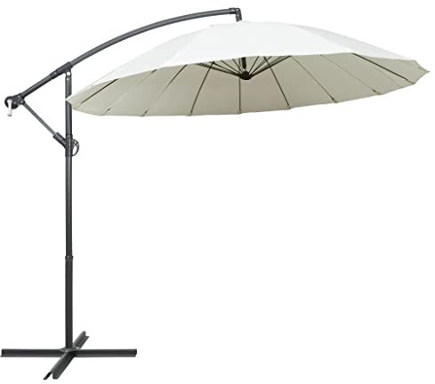 Catherinol Sombrilla Colgante con Palo, Parasol Terraza, Sombrilla Terraza Exterior, Sombrilla Jardin, Parasol Jardin, Sombrilla Playa, Parasol Excentrico, de Aluminio Blanco 3 m