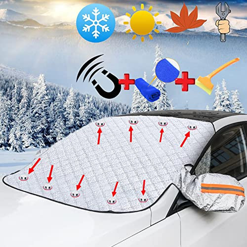 Protector para Parabrisas, Parasol Coche Delantero, Protector Solar Coche, Parabrisas con Imanes Dentro, Cubierta Plegable, Protege de Rayos UV, Hielo, Nieve, Lluvia para Verano Invierno(183x116cm)