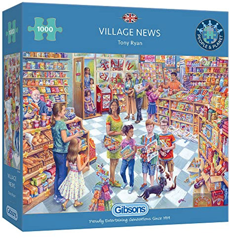 Village News 1000-teiliges Puzzle, Shop-Puzzle, nachhaltiges Puzzle, 100% recyceltes Premium-Puzzle für Erwachsene, tolles Geschenk für Erwachsene, Gibsons Games
