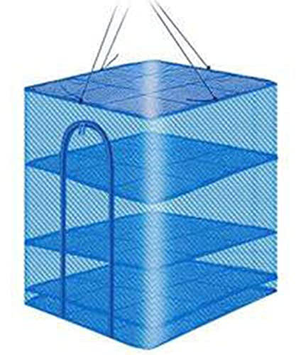 HHKTY 3 Layer drying net non-toxic nylon netting collapsible mesh hanging drying dry rack net food dehydrator receive storage carrying bag(Size:50x50x65cm,Color:Blue)