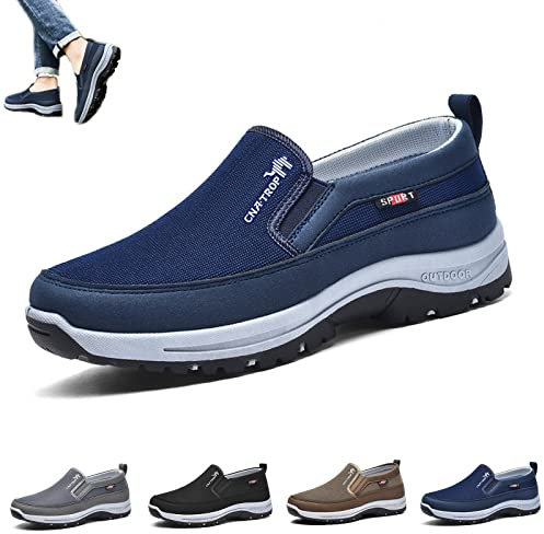 LOVEWLVNCL Plimsolls de Viaje ortopédicos Transpirables, Zapatos ortopédicos for Hombres CNA Trop, Zapatos de Barco Informales cómodos Antideslizantes Ligeros for Caminar (Color : Blue, Size : 45 EU)