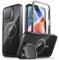 i-Blason Shield Mag für iPhone 15 Pro Max Hülle mit Kameraschutz Ständer, [Kompatibel mit MagSafe] Transparent Handyhülle Bumper Case Schutzhülle mit Displayschutz 2023, Schwarz
