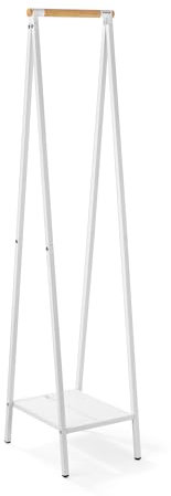Brabantia - Perchero Linn, Compacto - Perchero de pie - Almacenaje de ropa - Para colgar, airear o secar ropa - Robusta estructura de acero y varilla de bambú - 47,6 cm x 34 cm x 170 cm - Blanco