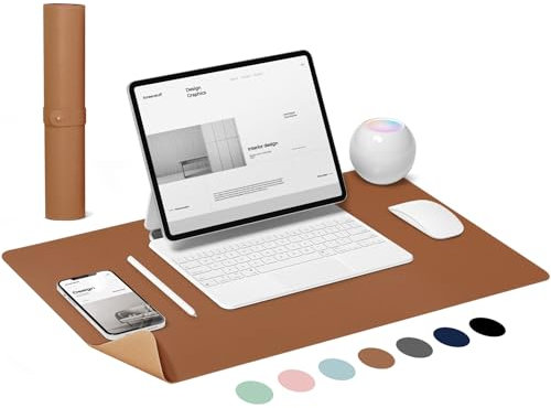 LeKuni Kork Schreibtischunterlage XXL Mauspad Doppelseitige Schreibtischunterlage für Büro und Zuhause, Rutschfeste Unterlage Schreiben Gaming Mousepad Kinder Schulsachen(Braun 80X40CM)