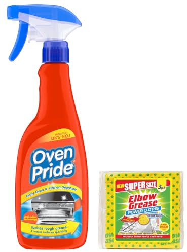 Oven Daily Oven and Kitchen Degreaser Spray- 500ml- Removes Tough Grease from Ovens, Hobs, Extractors, Kitchen Surfaces - with Ultra Absorbent Microfibre Cleaning Cloth