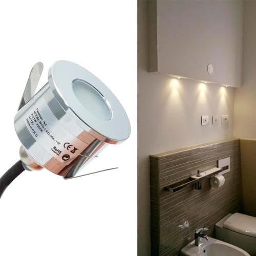 Planetitaly Faretto mini 12V punto luce incasso LED spot 1W segnapassi impermeabile IP65 box doccia bagno gradino scale bordo piscina