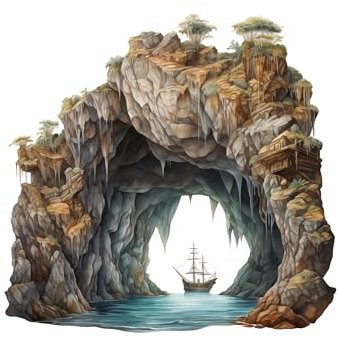 GRAZDesign Piraten Wandtattoo Kinderzimmer Junge Piratenschiff Landschaft - Wandaufkleber selbstklebend - 31x30cm