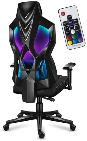 huzaro Combat 6.2 | Éclairage LED RVB | Chaise Gamer | Design Ergonomique | Dossier réglable | Hauteur d'assise et d'accoudoirs réglables | Tissu Mesh HD | Style Moderne | Noir